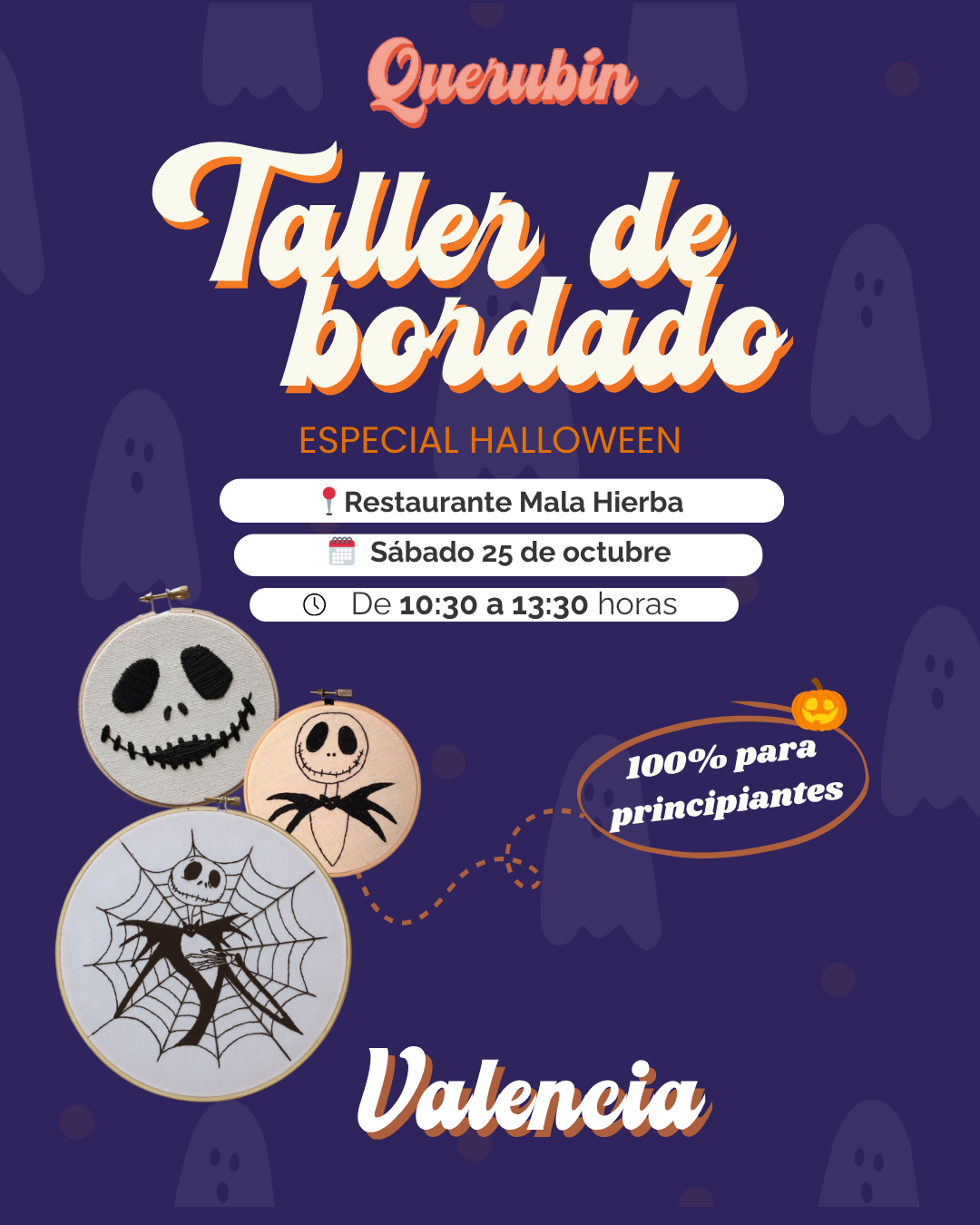 Taller de bordado en Valencia Halloween