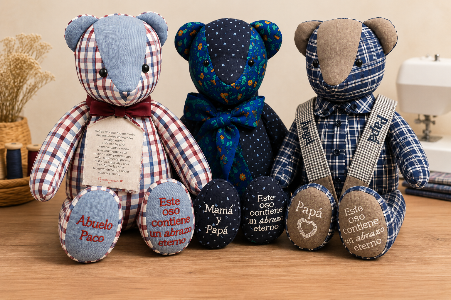 Oso memorial personalizado hecho con ropa